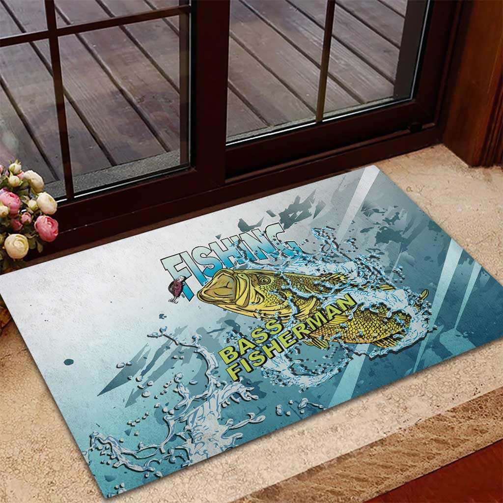 Bass Fishing Vintage Rubber Doormat - Wonder Print Shop