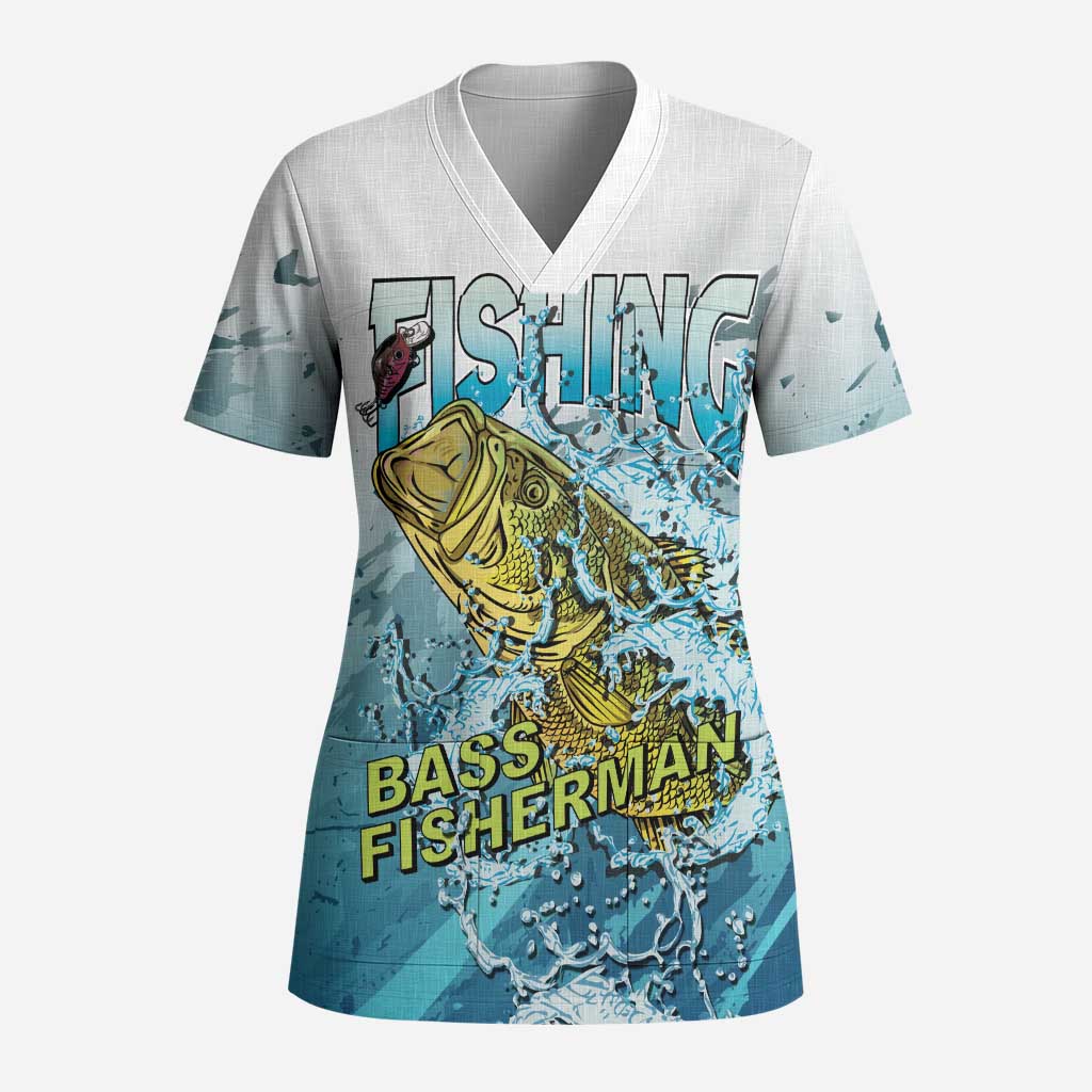 Bass Fishing Vintage Scrub Top - Wonder Print Shop