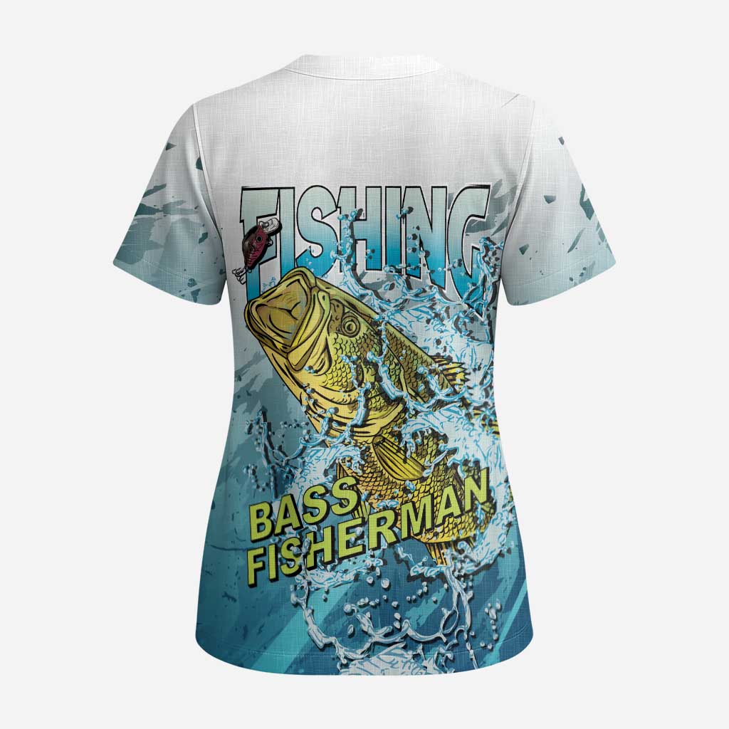 Bass Fishing Vintage Scrub Top - Wonder Print Shop