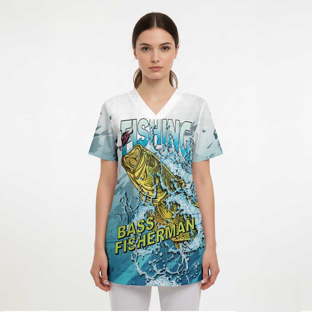 Bass Fishing Vintage Scrub Top - Wonder Print Shop