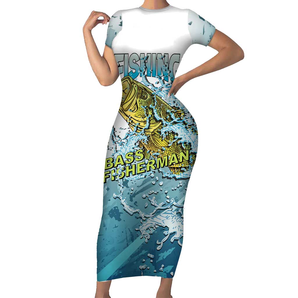 Bass Fishing Vintage Short Sleeve Bodycon Dress - Wonder Print Shop