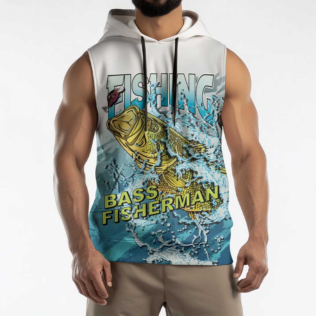 Bass Fishing Vintage Sleeveless Hoodie - Wonder Print Shop