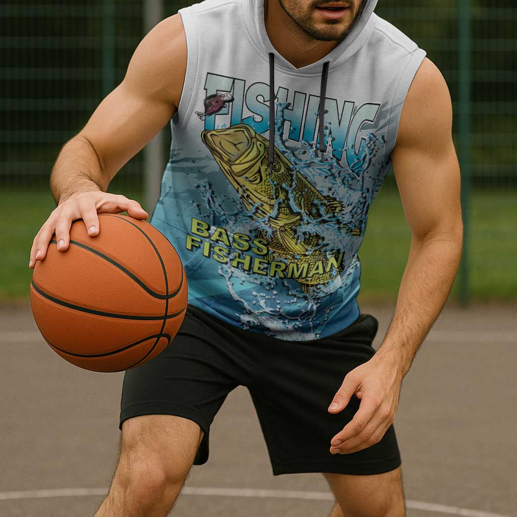 Bass Fishing Vintage Sleeveless Hoodie - Wonder Print Shop