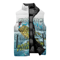 Bass Fishing Vintage Sleeveless Puffer Jacket - Wonder Print Shop