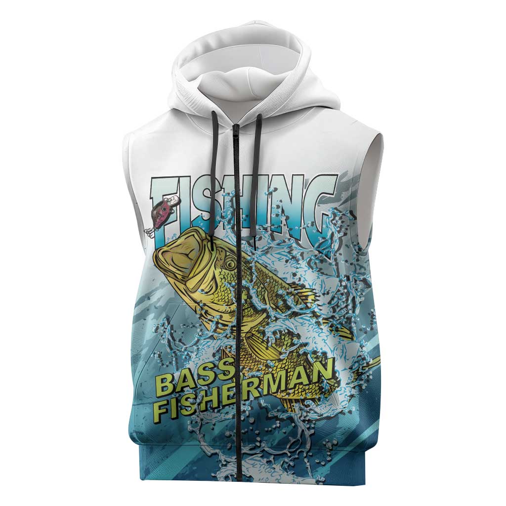Bass Fishing Vintage Sleeveless Zip Hoodie - Wonder Print Shop