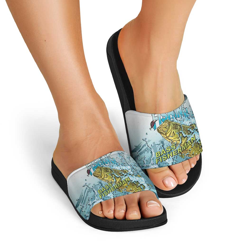 Bass Fishing Vintage Slide Sandals - Wonder Print Shop