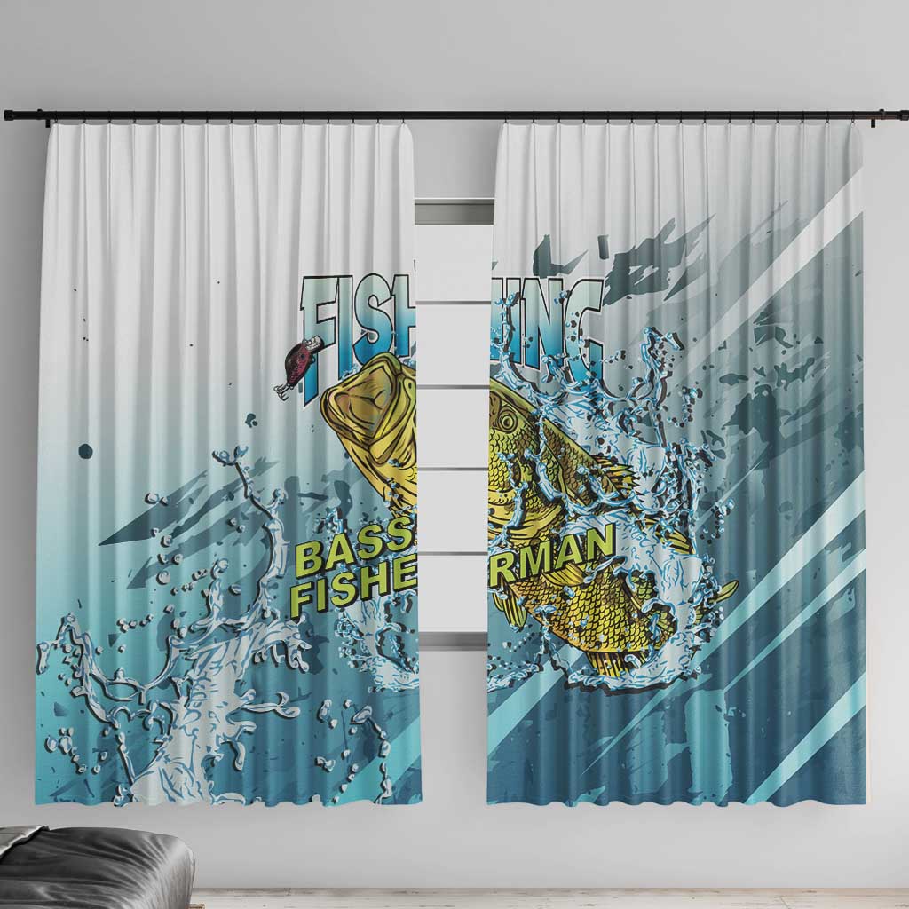 Bass Fishing Vintage Window Curtain - Wonder Print Shop