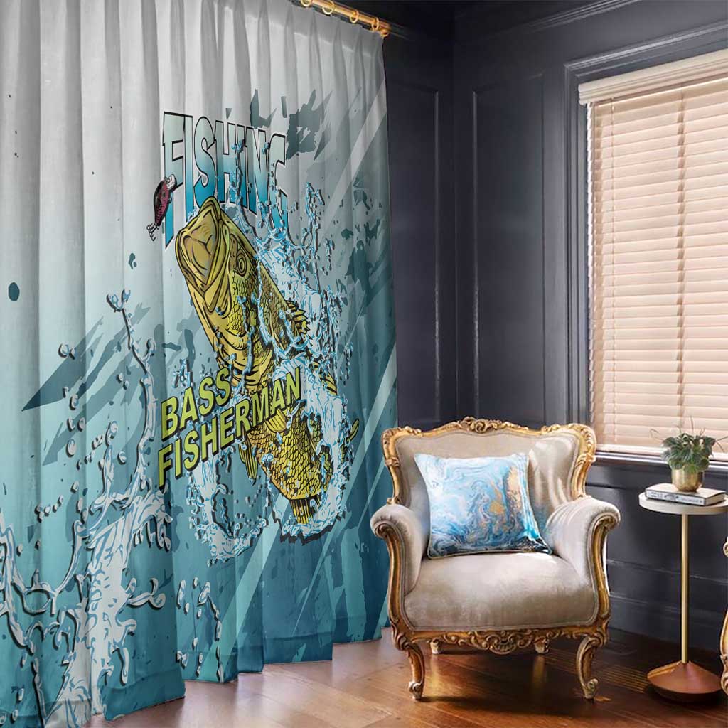 Bass Fishing Vintage Window Curtain - Wonder Print Shop