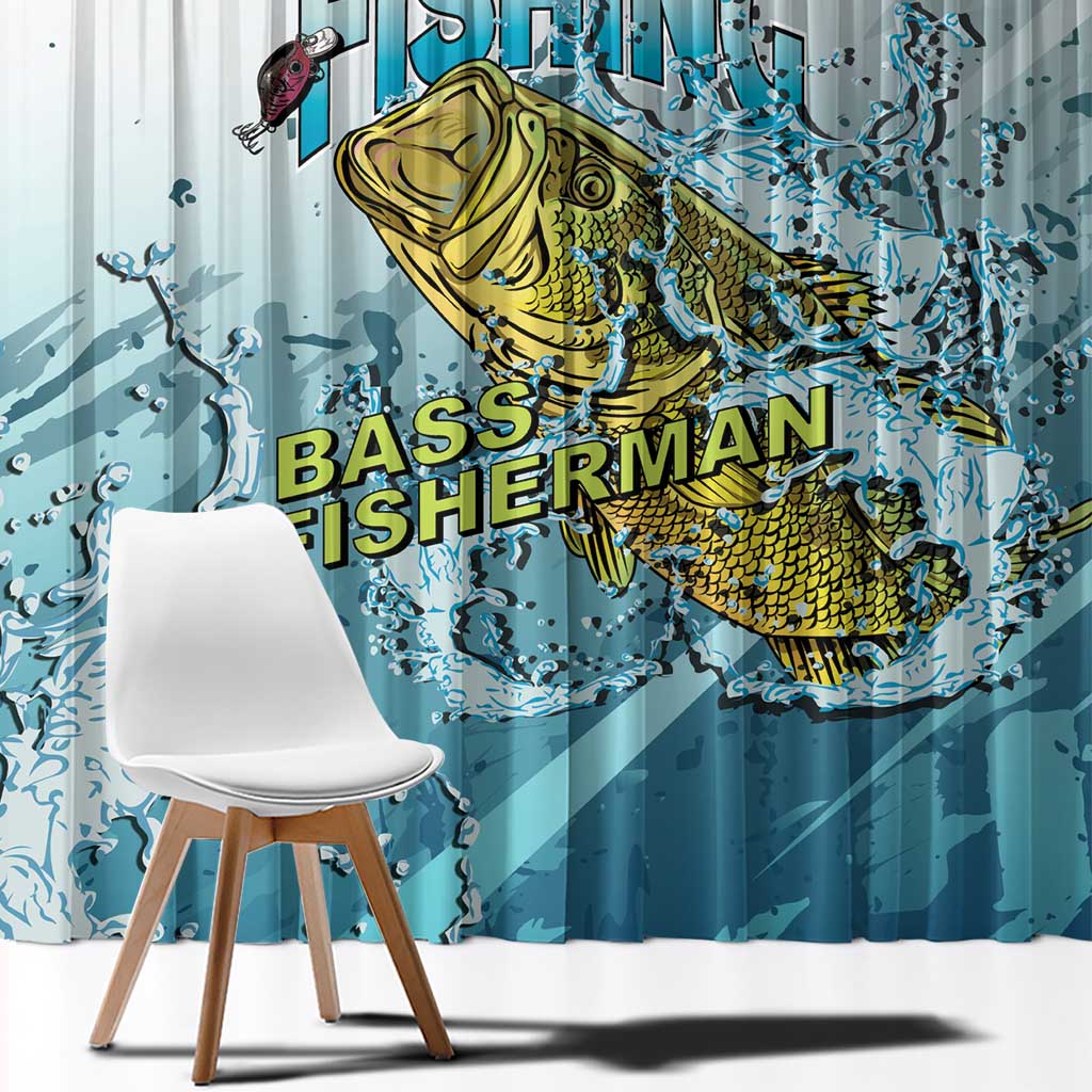 Bass Fishing Vintage Window Curtain - Wonder Print Shop