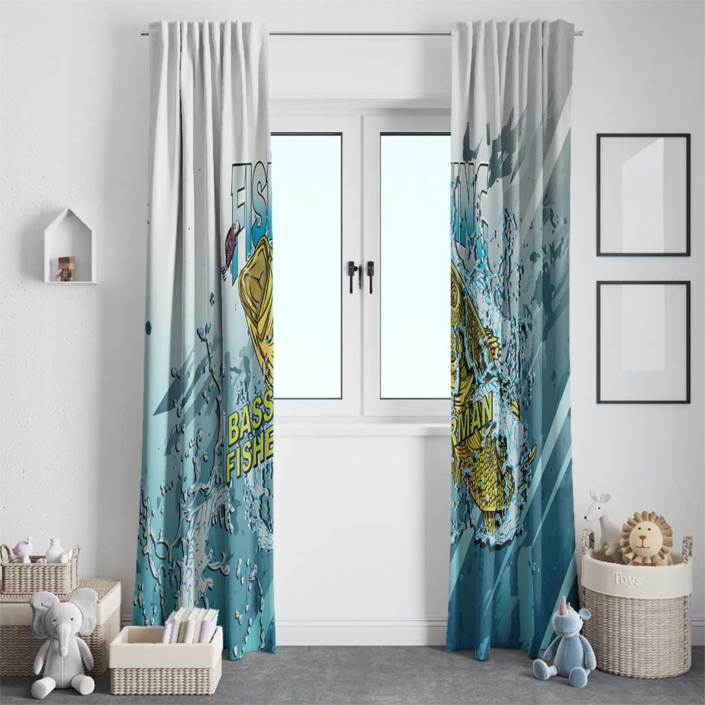 Bass Fishing Vintage Window Curtain - Wonder Print Shop
