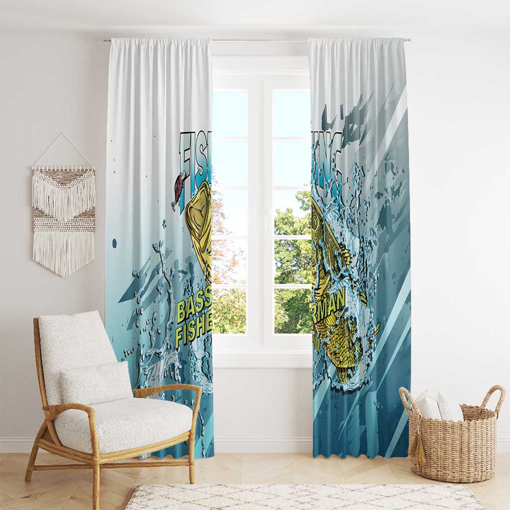 Bass Fishing Vintage Window Curtain - Wonder Print Shop