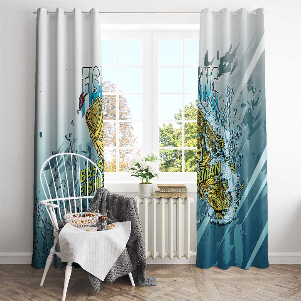 Bass Fishing Vintage Window Curtain - Wonder Print Shop