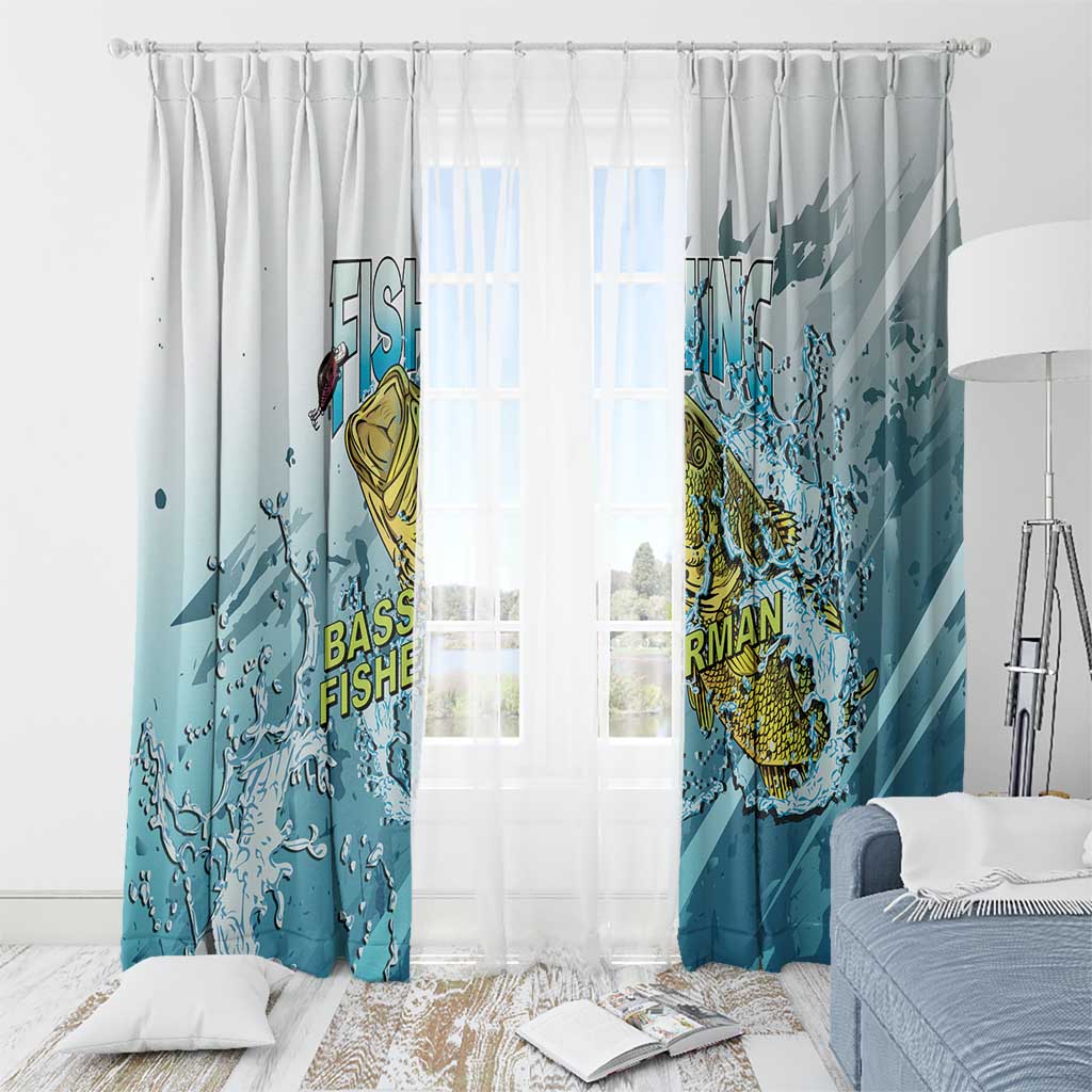 Bass Fishing Vintage Window Curtain - Wonder Print Shop