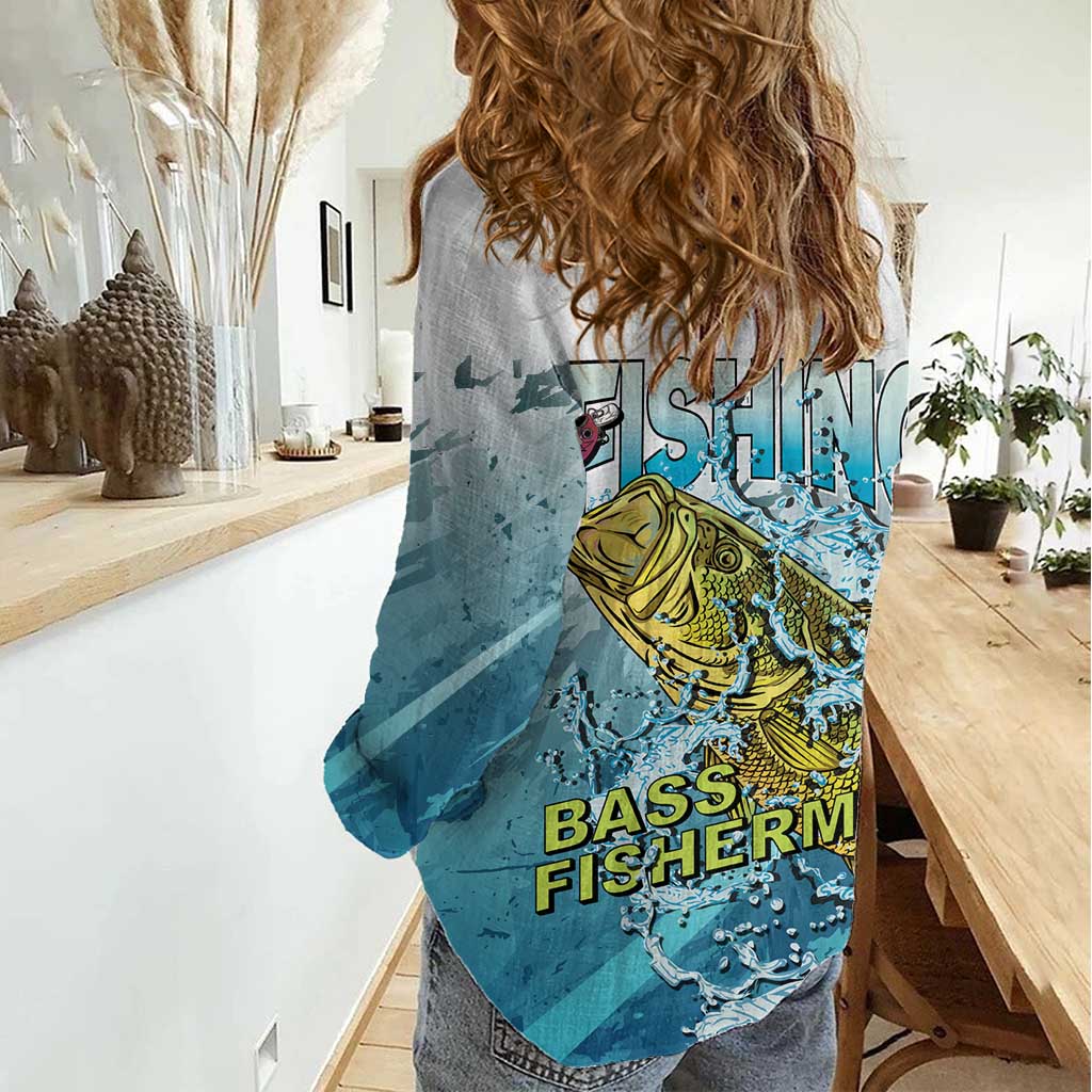 Bass Fishing Vintage Women Casual Shirt - Wonder Print Shop