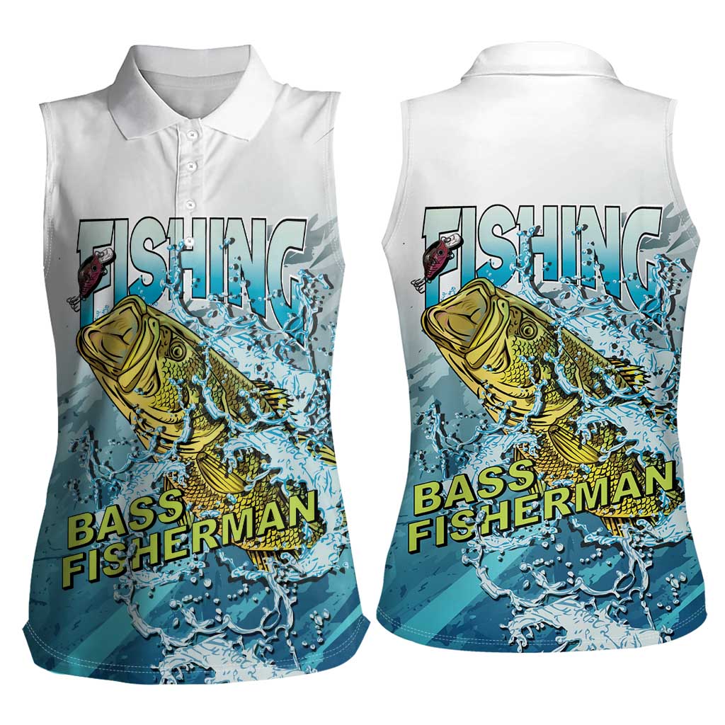 Bass Fishing Vintage Women Sleeveless Polo Shirt - Wonder Print Shop