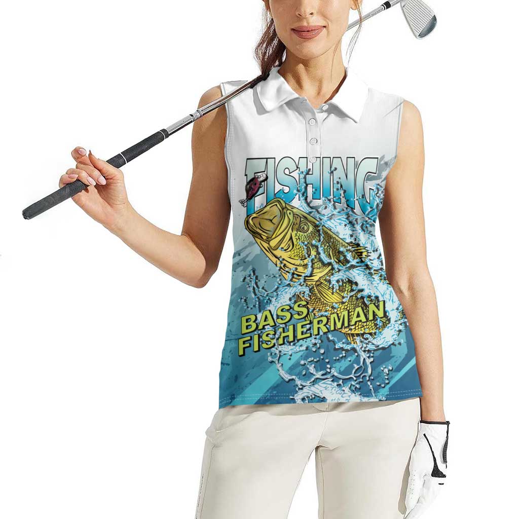 Bass Fishing Vintage Women Sleeveless Polo Shirt - Wonder Print Shop