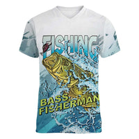 Bass Fishing Vintage Women V-Neck T-Shirt - Wonder Print Shop