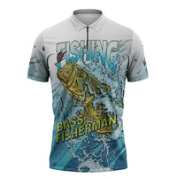 Bass Fishing Vintage Zipper Polo Shirt - Wonder Print Shop