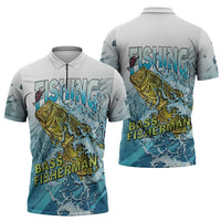 Bass Fishing Vintage Zipper Polo Shirt - Wonder Print Shop
