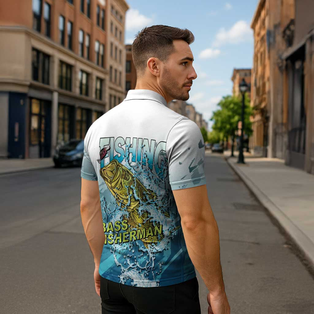 Bass Fishing Vintage Zipper Polo Shirt - Wonder Print Shop