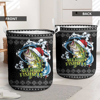 Funny Fishmas Bass Laundry Basket Fish Santa Hat Christmas Vibes - Wonder Print Shop