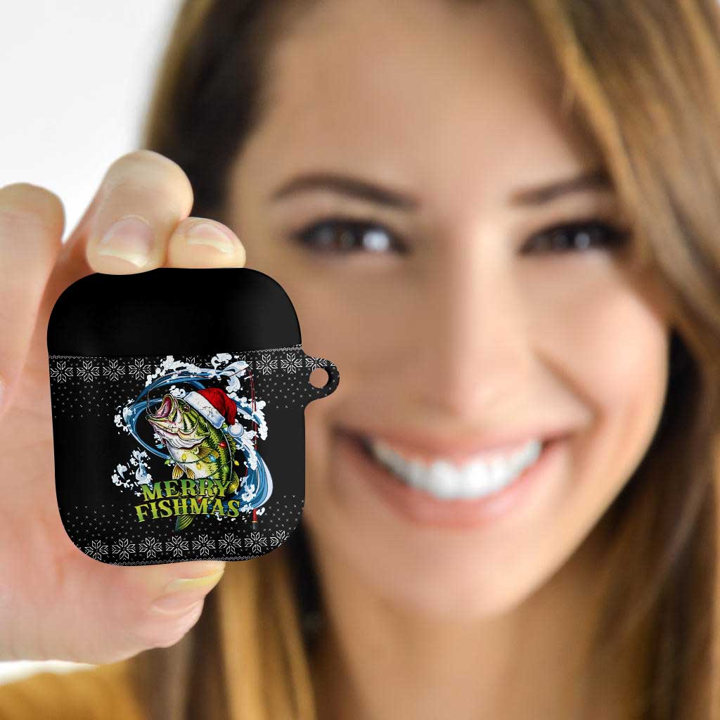 Funny Fishmas Bass AirPods Case Fish Santa Hat Christmas Vibes - Wonder Print Shop