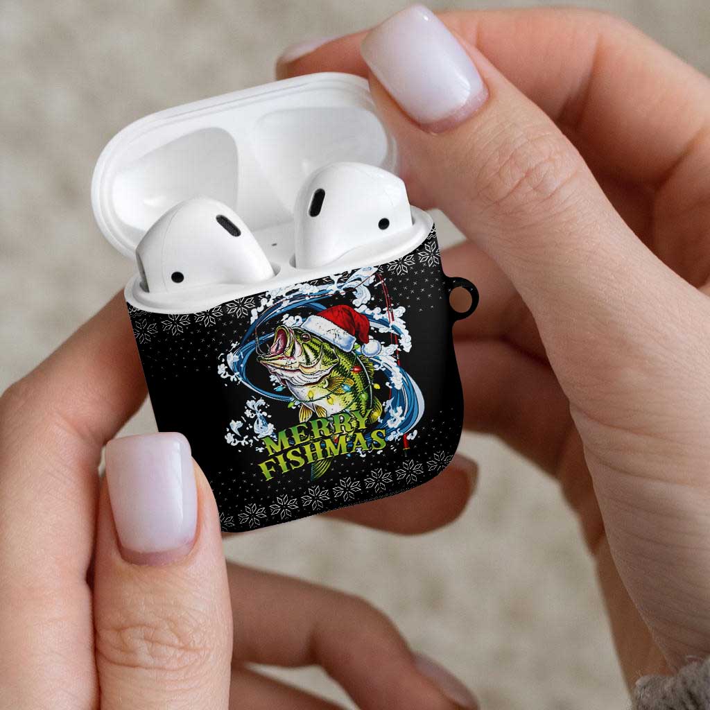 Funny Fishmas Bass AirPods Case Fish Santa Hat Christmas Vibes - Wonder Print Shop