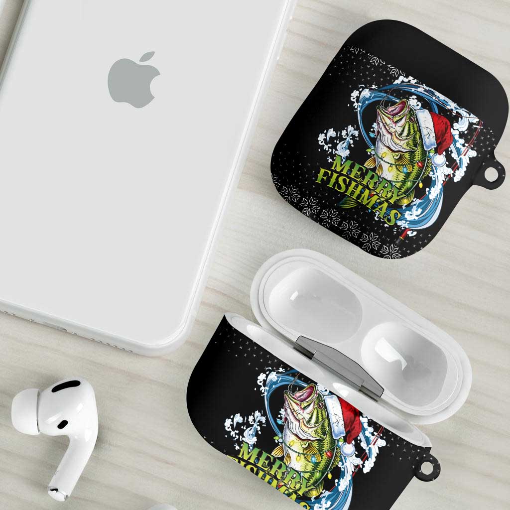 Funny Fishmas Bass AirPods Case Fish Santa Hat Christmas Vibes - Wonder Print Shop