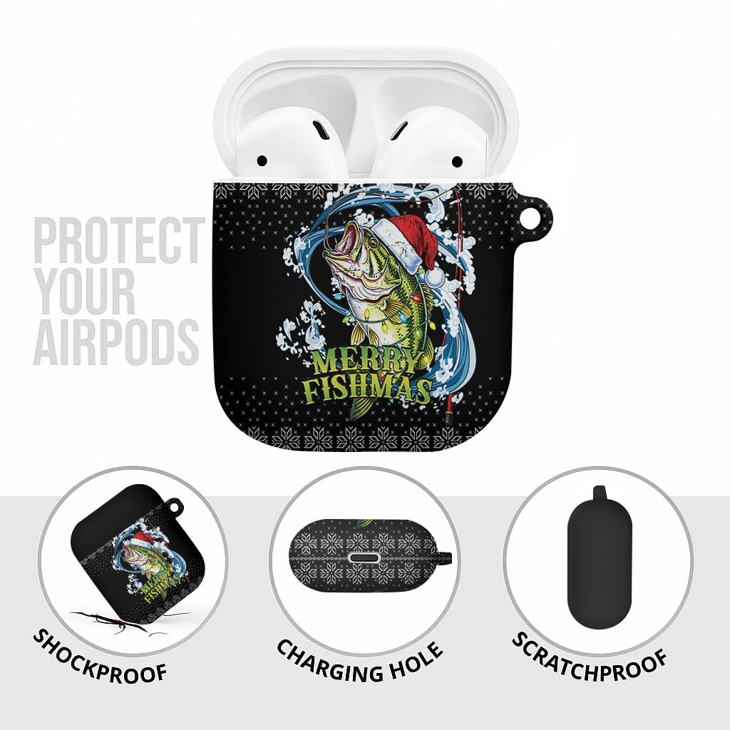 Funny Fishmas Bass AirPods Case Fish Santa Hat Christmas Vibes - Wonder Print Shop