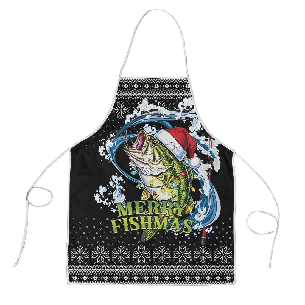 Funny Fishmas Bass Apron Fish Santa Hat Christmas Vibes - Wonder Print Shop