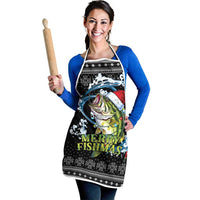 Funny Fishmas Bass Apron Fish Santa Hat Christmas Vibes - Wonder Print Shop