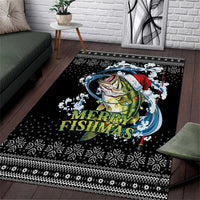 Funny Fishmas Bass Area Rug Fish Santa Hat Christmas Vibes - Wonder Print Shop