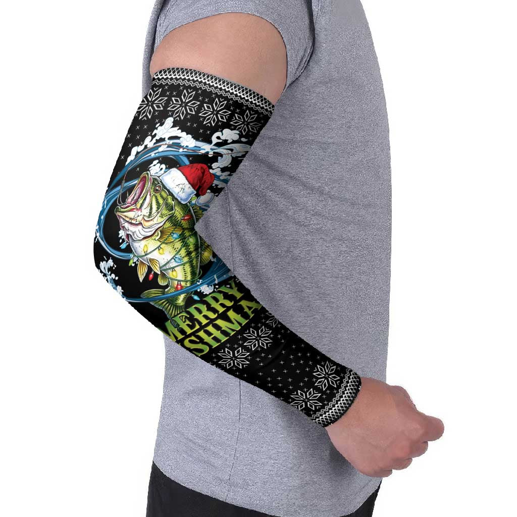 Funny Fishmas Bass Arm Sleeves Fish Santa Hat Christmas Vibes - Wonder Print Shop