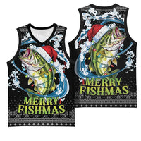 Funny Fishmas Bass Basketball Jersey Fish Santa Hat Christmas Vibes - Wonder Print Shop