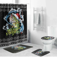 Funny Fishmas Bass Bathroom Set Fish Santa Hat Christmas Vibes - Wonder Print Shop