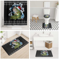 Funny Fishmas Bass Bathroom Set Fish Santa Hat Christmas Vibes - Wonder Print Shop
