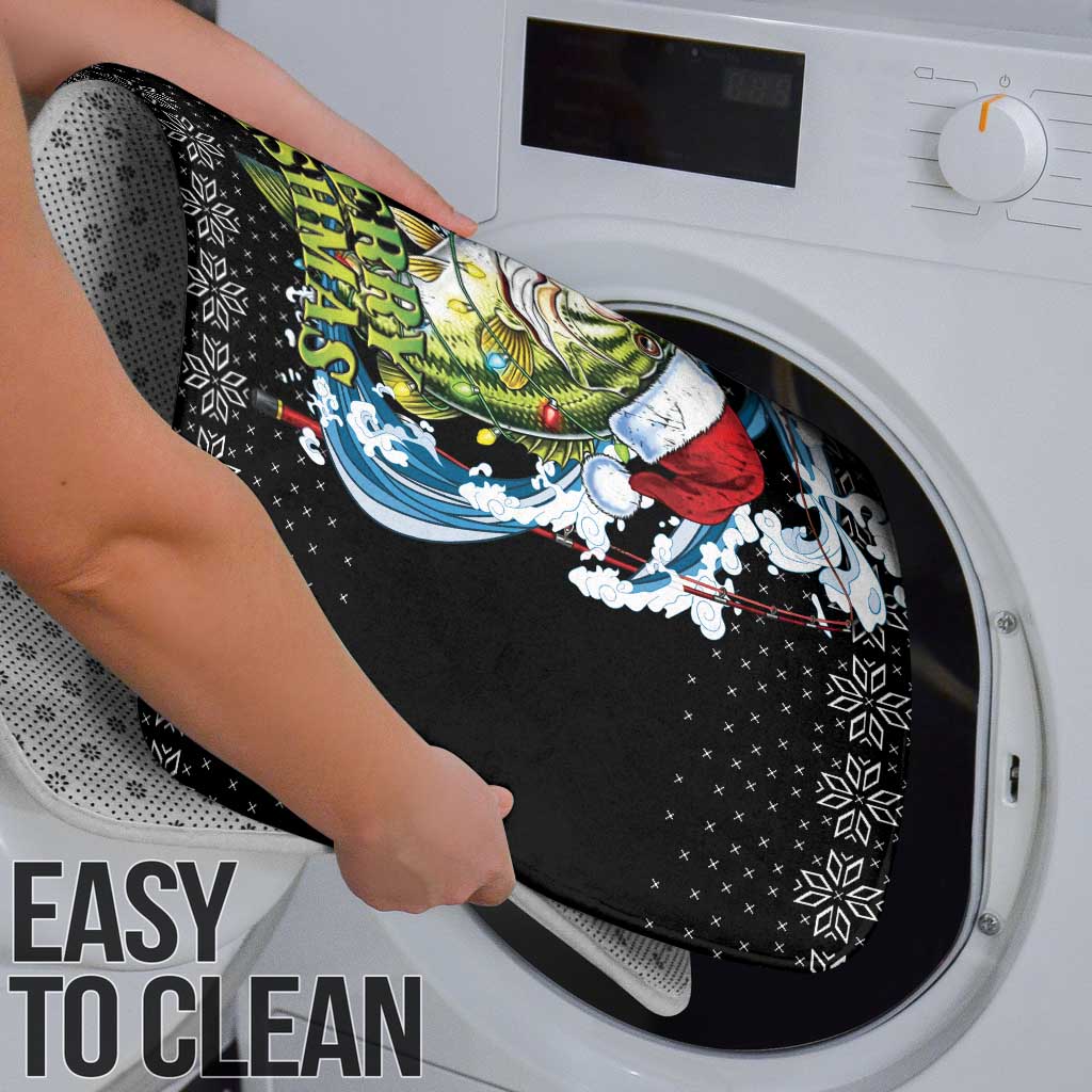 Funny Fishmas Bass Bathroom Set Fish Santa Hat Christmas Vibes - Wonder Print Shop