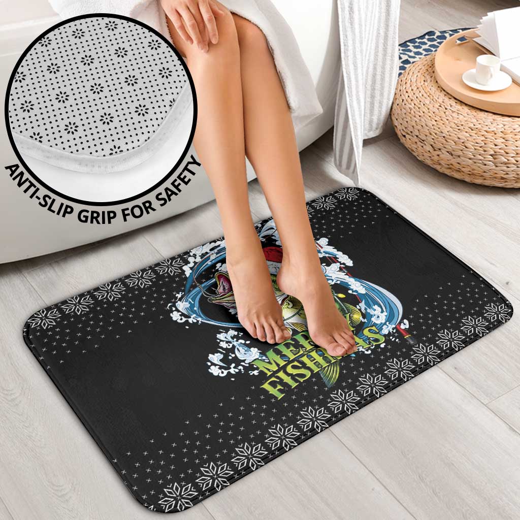 Funny Fishmas Bass Bathroom Set Fish Santa Hat Christmas Vibes - Wonder Print Shop