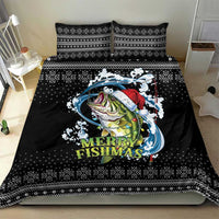 Funny Fishmas Bass Bedding Set Fish Santa Hat Christmas Vibes - Wonder Print Shop