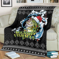 Funny Fishmas Bass Blanket Fish Santa Hat Christmas Vibes - Wonder Print Shop