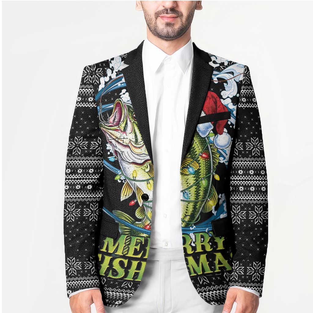 Funny Fishmas Bass Blazer Fish Santa Hat Christmas Vibes - Wonder Print Shop