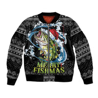 Funny Fishmas Bass Bomber Jacket Fish Santa Hat Christmas Vibes - Wonder Print Shop