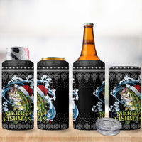 Funny Fishmas Bass 4 in 1 Can Cooler Tumbler Fish Santa Hat Christmas Vibes - Wonder Print Shop