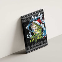 Funny Fishmas Bass Canvas Wall Art Fish Santa Hat Christmas Vibes - Wonder Print Shop