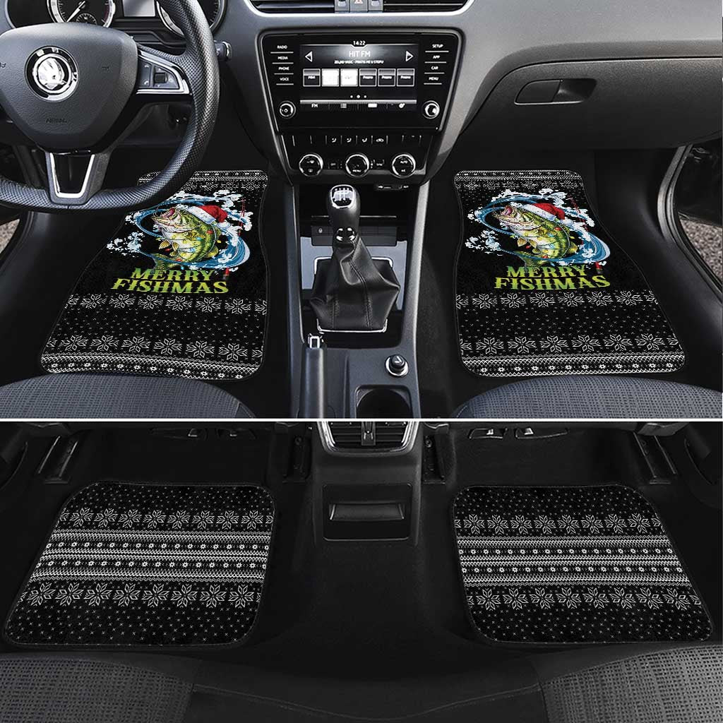 Funny Fishmas Bass Car Mats Fish Santa Hat Christmas Vibes - Wonder Print Shop