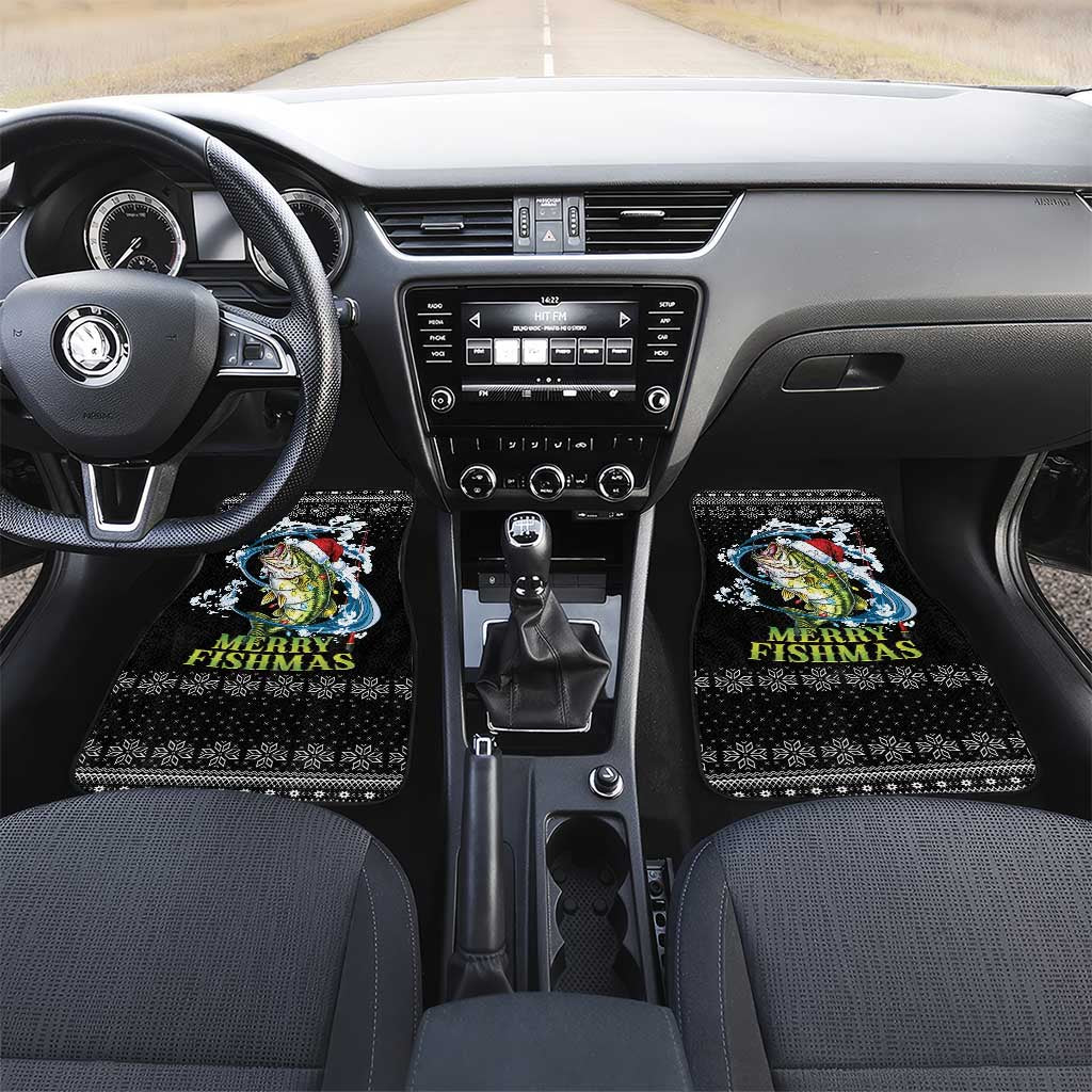 Funny Fishmas Bass Car Mats Fish Santa Hat Christmas Vibes - Wonder Print Shop