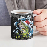 Funny Fishmas Bass Ceramic Mug Fish Santa Hat Christmas Vibes - Wonder Print Shop