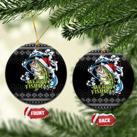 Funny Fishmas Bass Ceramic Ornament Fish Santa Hat Christmas Vibes - Wonder Print Shop
