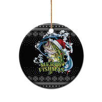 Funny Fishmas Bass Ceramic Ornament Fish Santa Hat Christmas Vibes - Wonder Print Shop
