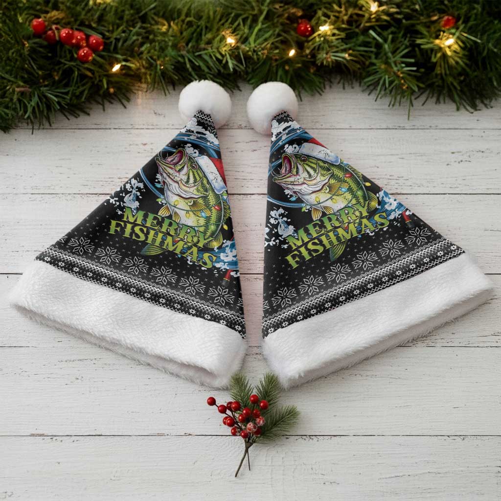 Funny Fishmas Bass Christmas Santa Hat Fish Santa Hat Christmas Vibes - Wonder Print Shop